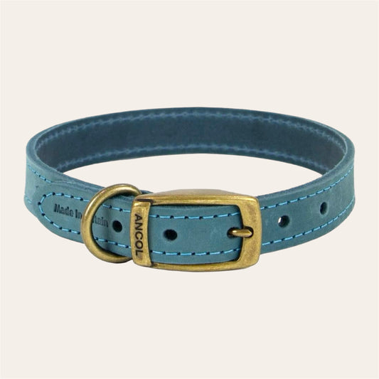 Ancol Blue Leather Dog Collar (Size 7 | 50–59cm)